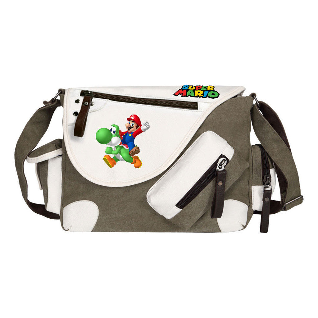 Super Mario Youth Student School Bag Canvas Shoulder Bag Casual Straddle Backpack