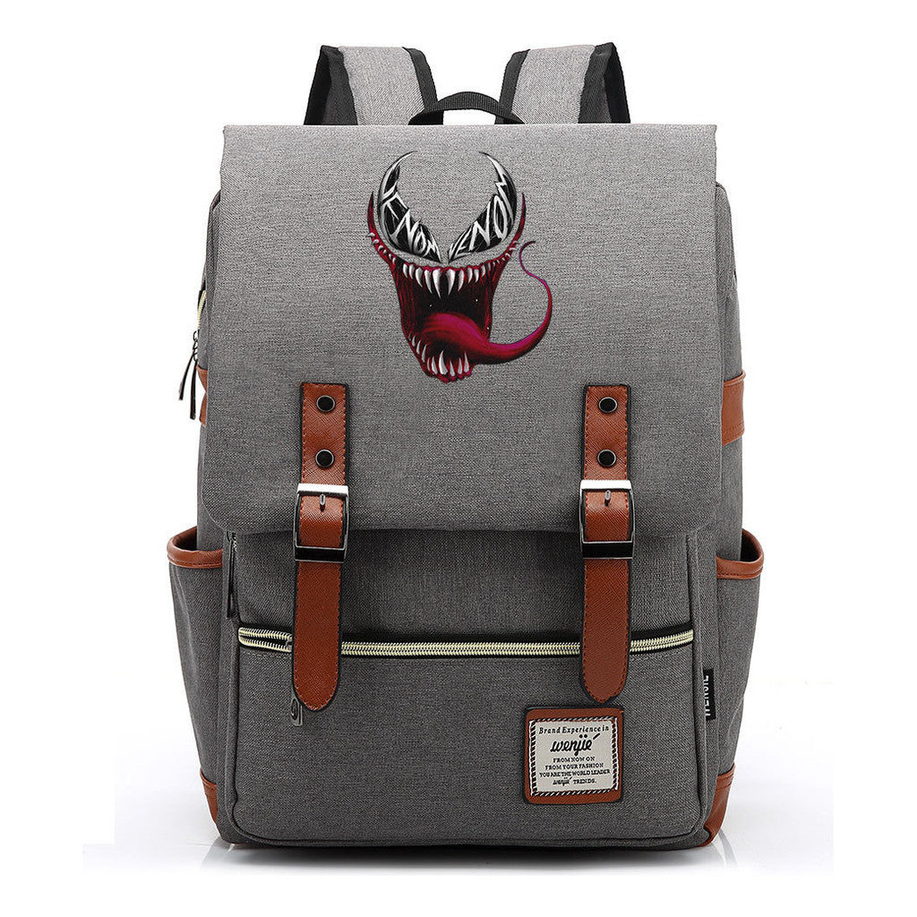 Printed Youth Student School Bag Casual Belt Buckle Classic Backpack