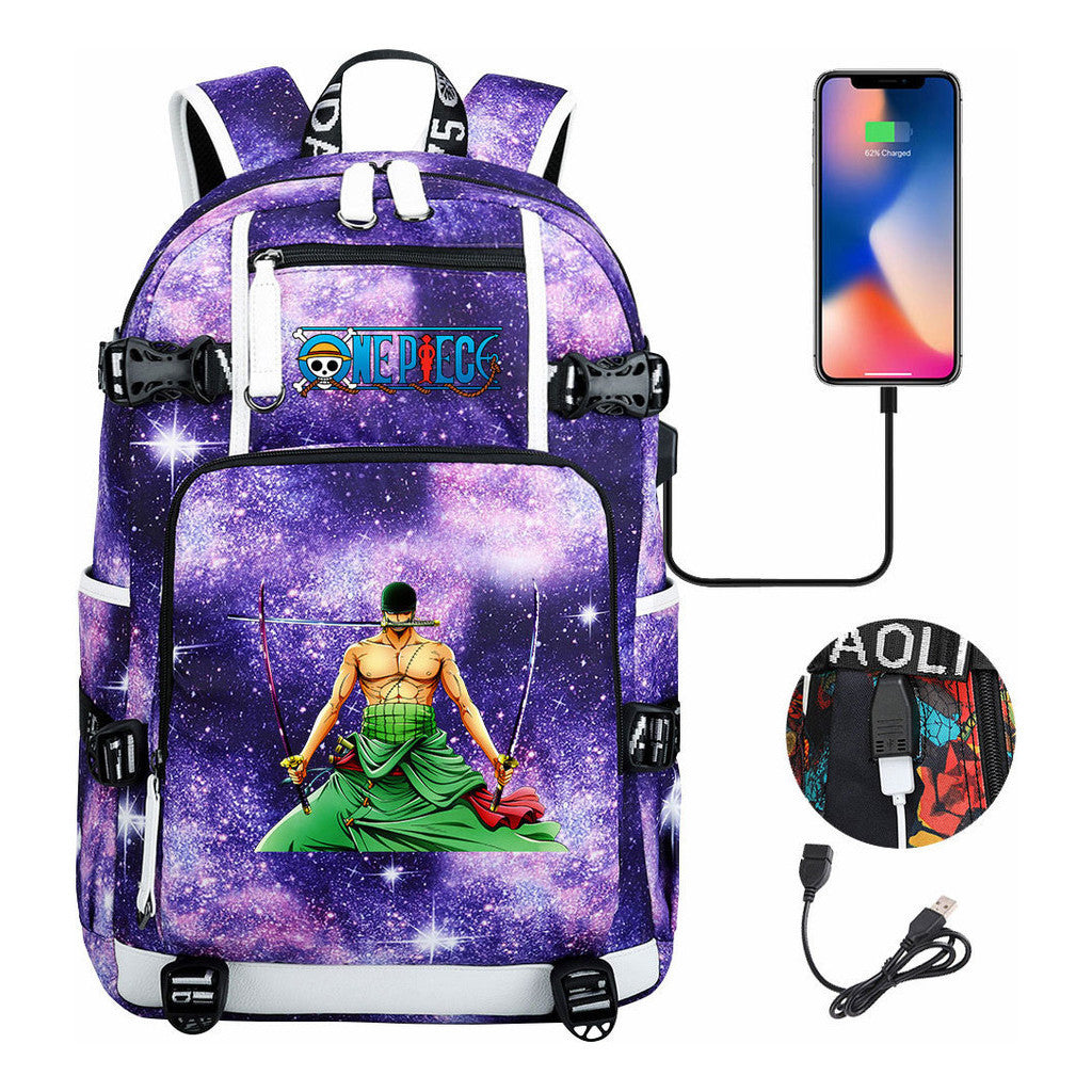 Pirate King Lufei Printed Youth Student Backpack With Large Capacity Leisure Travel Backpack