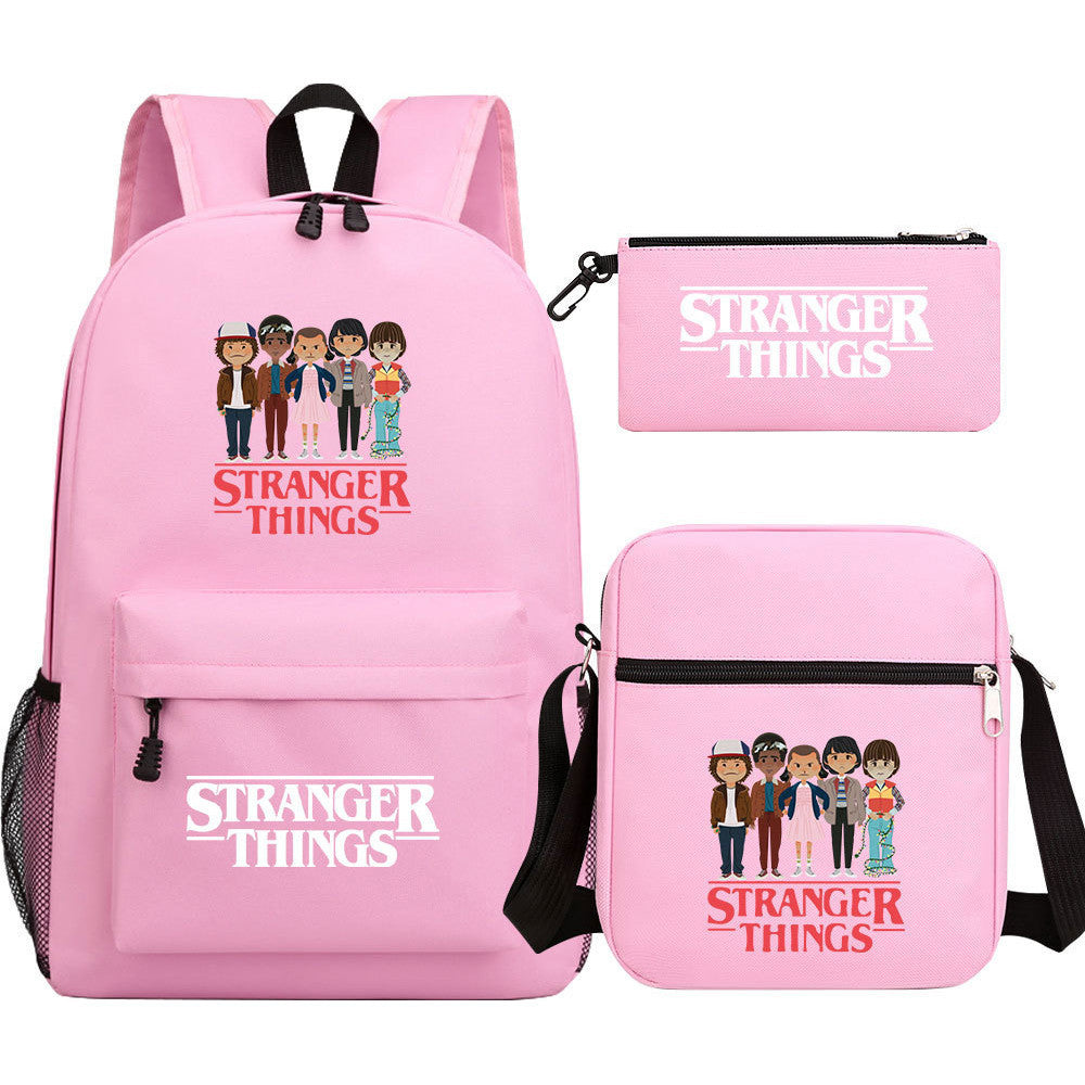 Strange Story Starry Sky Printed Youth Student Backpack 3-piece Set For Men And Women, Backpack Set