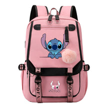 Interstellar Baby Stitch Usb Student Backpack For Boys And Girls, Casual Woven Strap Flip Back Backpack