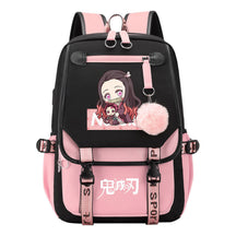 Cartoon Fashion Usb Youth School Bag For Boys And Girls Casual Ribbon Flip Backpack