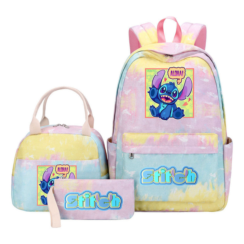 Interstellar Baby Stitch Youth Student Girls School Bag Lunch Bag Three Piece Set Backpack Set