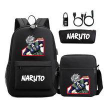 Naruto Usb Password Lock Youth Student Backpack Three Piece Set For Men And Women Backpack Set