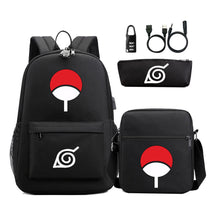 Naruto Usb Password Lock Backpack Three Piece Set For Men And Women Backpack Set