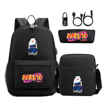Naruto Usb Password Lock Youth Student Backpack Three Piece Set Backpack Set