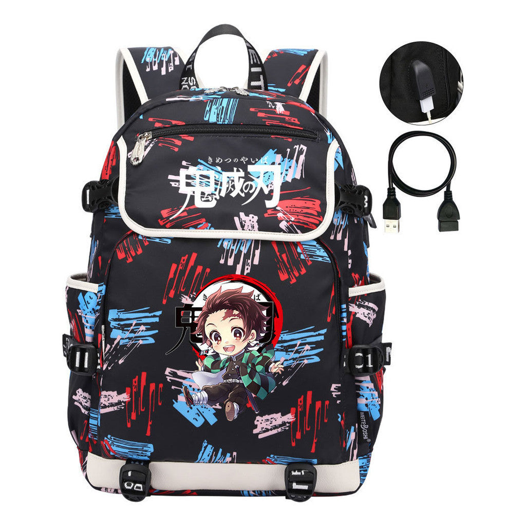 Anime Cartoon Usb Youth Student Backpack For Men And Women Leisure Backpack