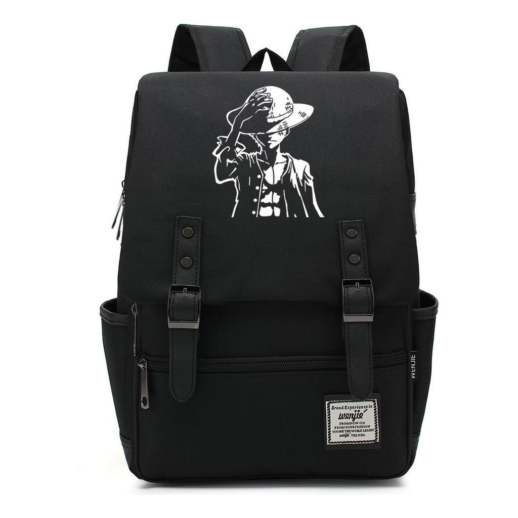 Anime Pirate King Luffy Printed Youth Student School Bag Casual Belt Buckle Classic Backpack