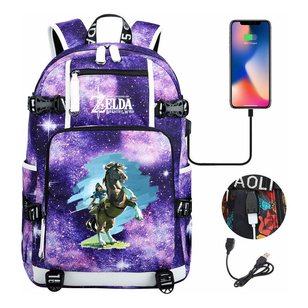 Legend Of Zelda Usb Earphones, Youth Backpacks, Men's And Women's Leisure Travel Backpacks