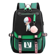 My Heroes Academy Usb Youth Student Backpack For Boys And Girls, Casual Woven Strap Flip Back Backpack