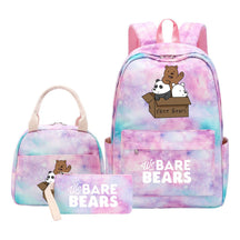 Cartoon Cute Three Bears Youth Student Girls School Bag Lunch Bag Three Piece Set Backpack Set