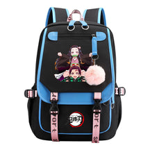 Comic Cartoon Fashion Usb Student Backpack Casual Woven Flap Backpack