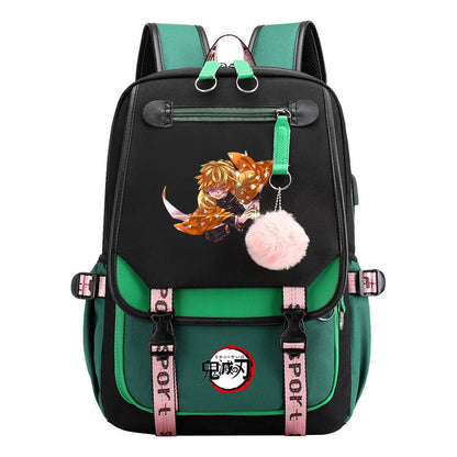 Cartoon Fashion Usb Student Backpack With Casual Woven Strap Flip Back Backpack