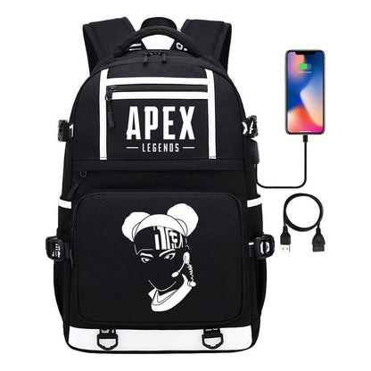 Apex Hero Print Usb Youth School Bag Backpack Leisure Travel Backpack