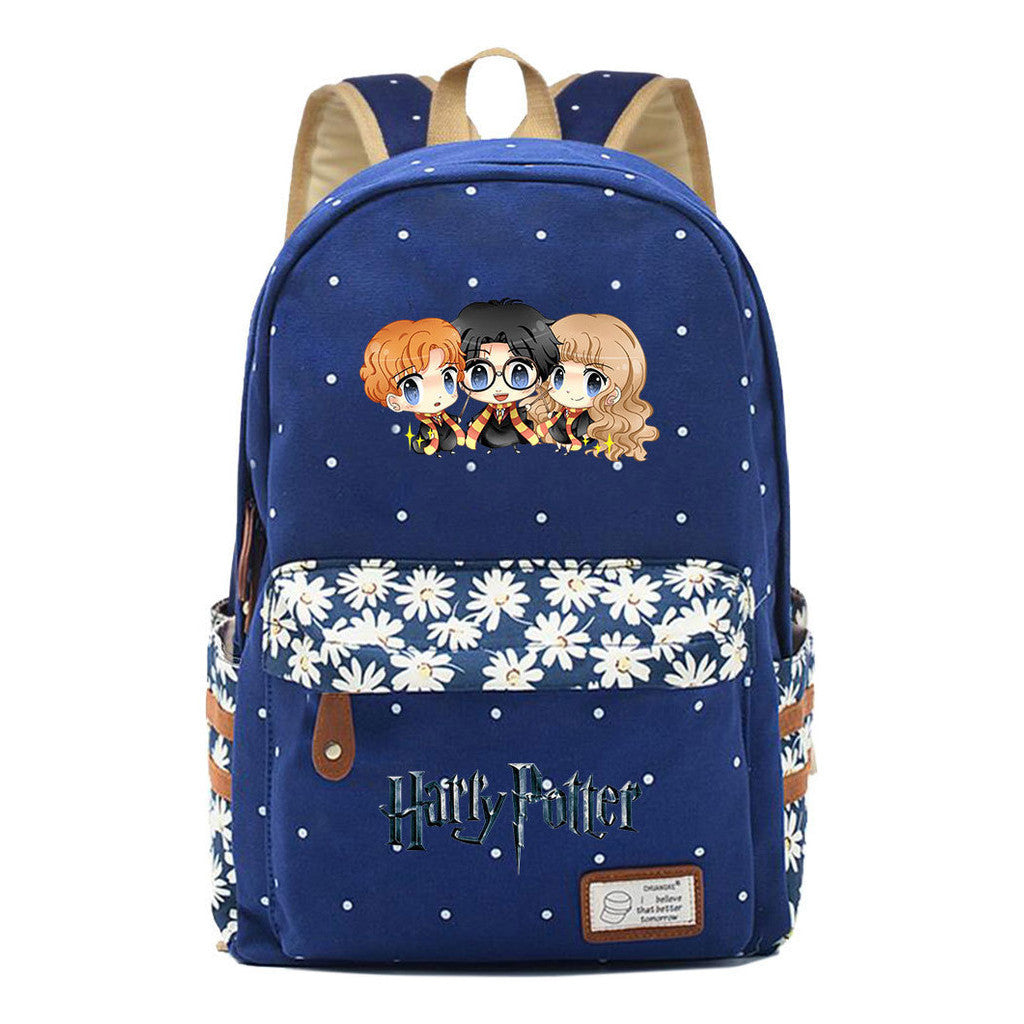 School Of Witchcraft And Wizardry Student Backpack With Floral Canvas Backpack