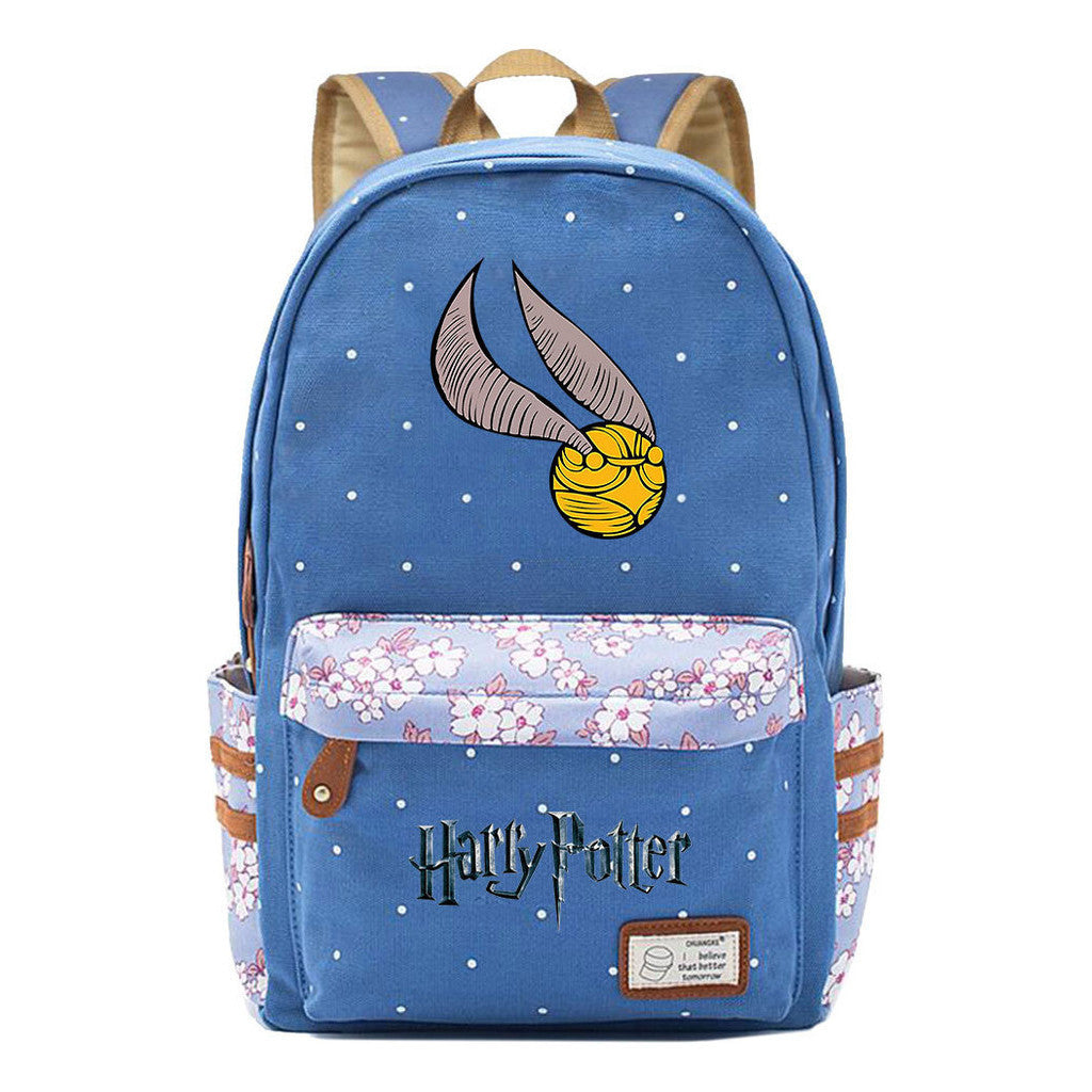 School Of Witchcraft And Wizardry Student Backpack With Floral Canvas Backpack