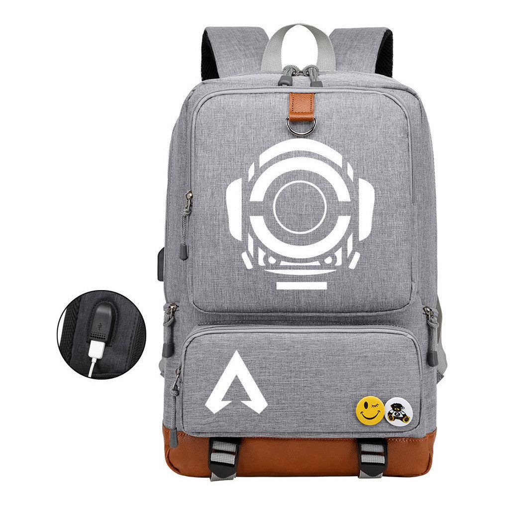 Apex Hero Print Usb Student Backpack For Leisure Travel Backpack