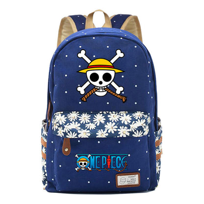 Anime Pirate King Lufei Printed Student School Bag Fragmented Flower Leisure Backpack
