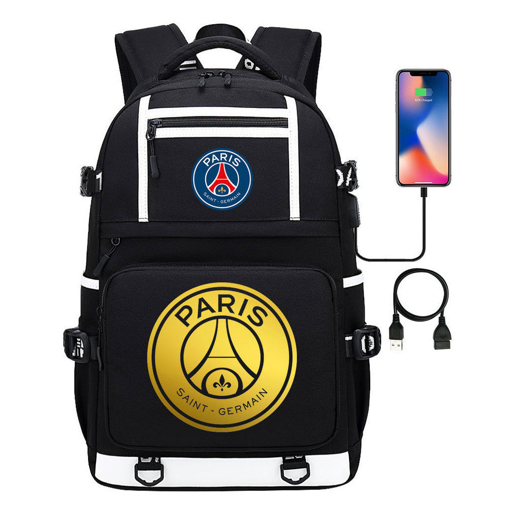 Golden Football Star Mbappe Usb Youth Student Backpack Boy's And Girl's Backpack Leisure Travel Backpack