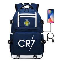 Football Star Cristiano Ronaldo Printed Usb Youth Student Backpack For Men And Women, Backpack For Leisure Travel