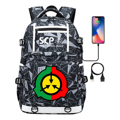 Printed Usb Youth School Bag Leisure Travel Backpack