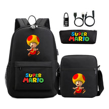 Super Mario Usb Password Lock Youth Student Backpack 3-piece Set For Men And Women Backpacks