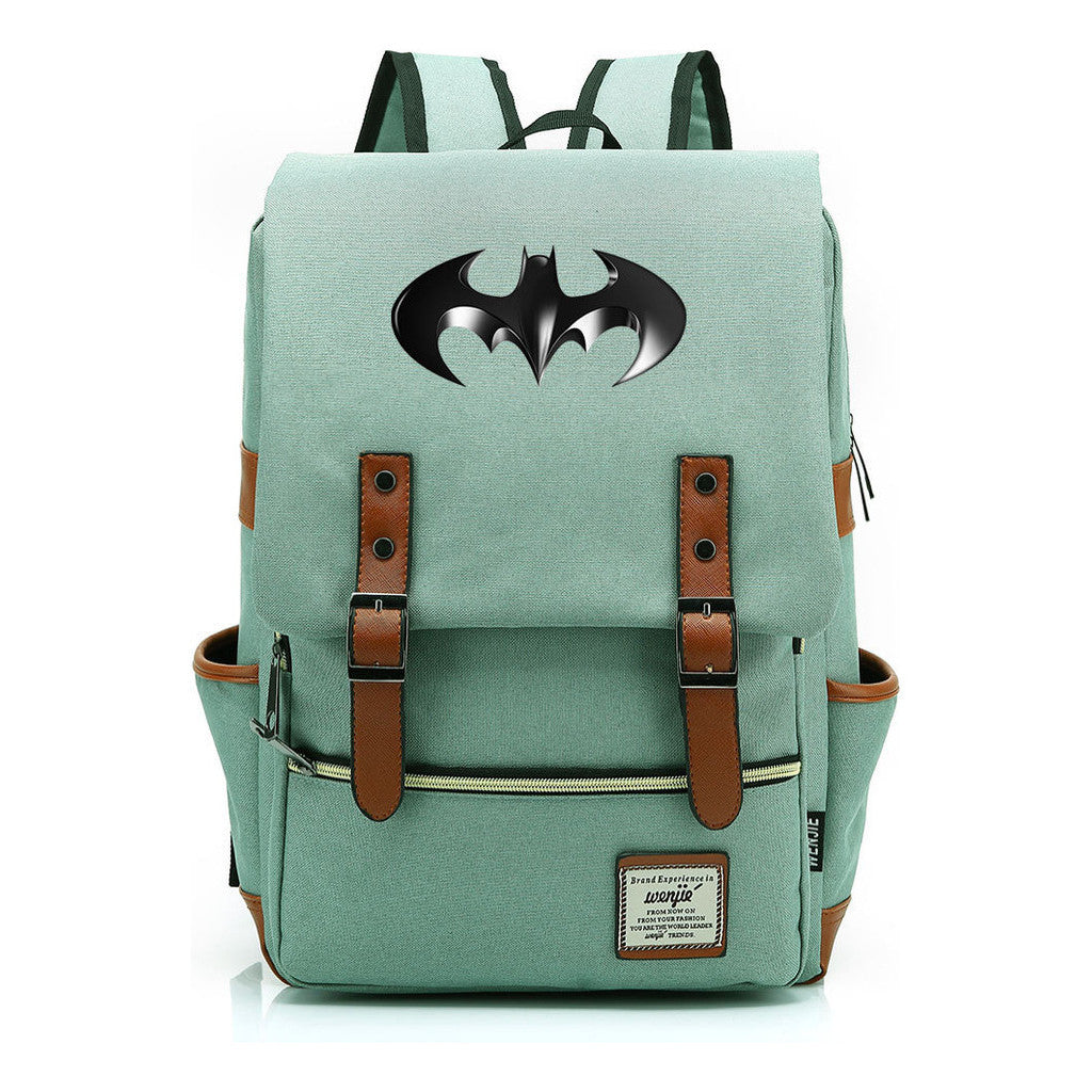 Superhero Batman Print Student Backpack Casual Belt Buckle Classic Backpack