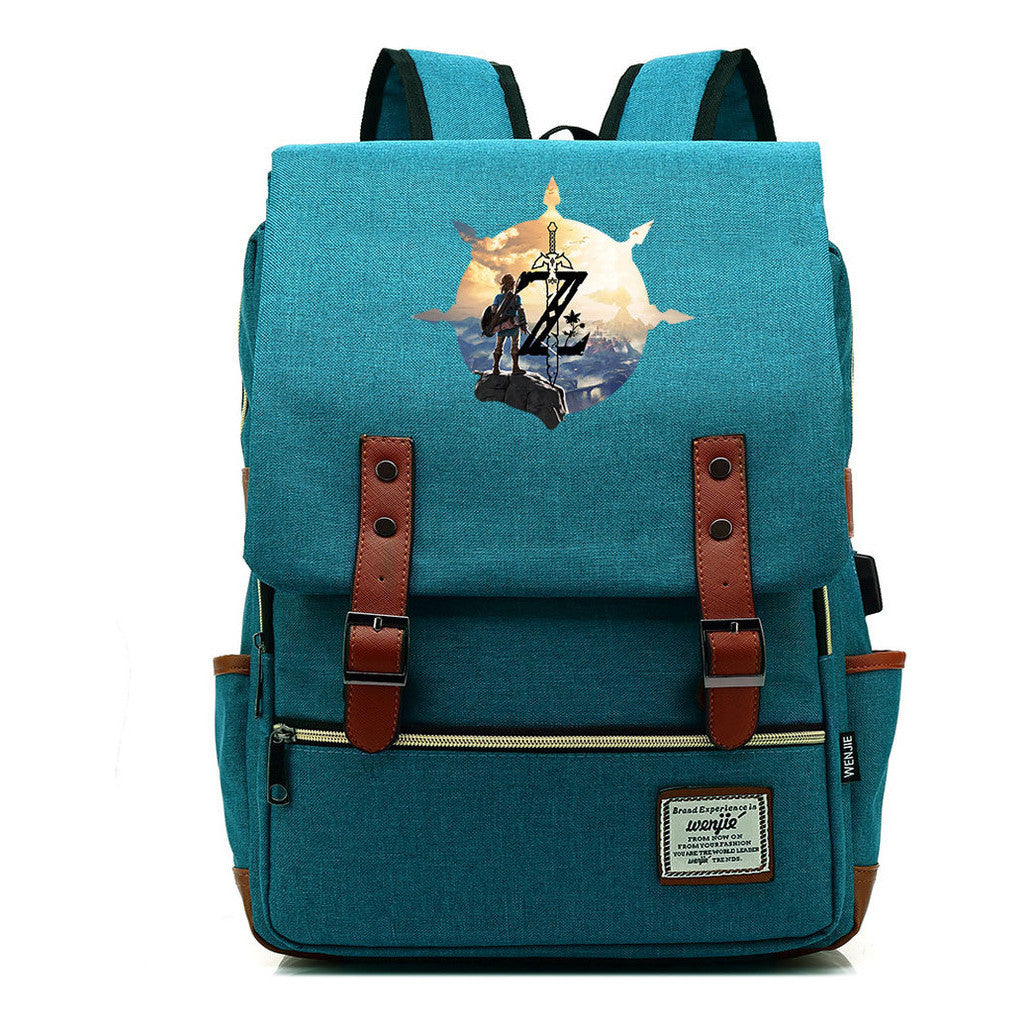 Game Tear Print Of The Kingdom Of Zelda Youth Primary And Secondary School Student Backpack Usb Men's And Women's Leisure Backpack