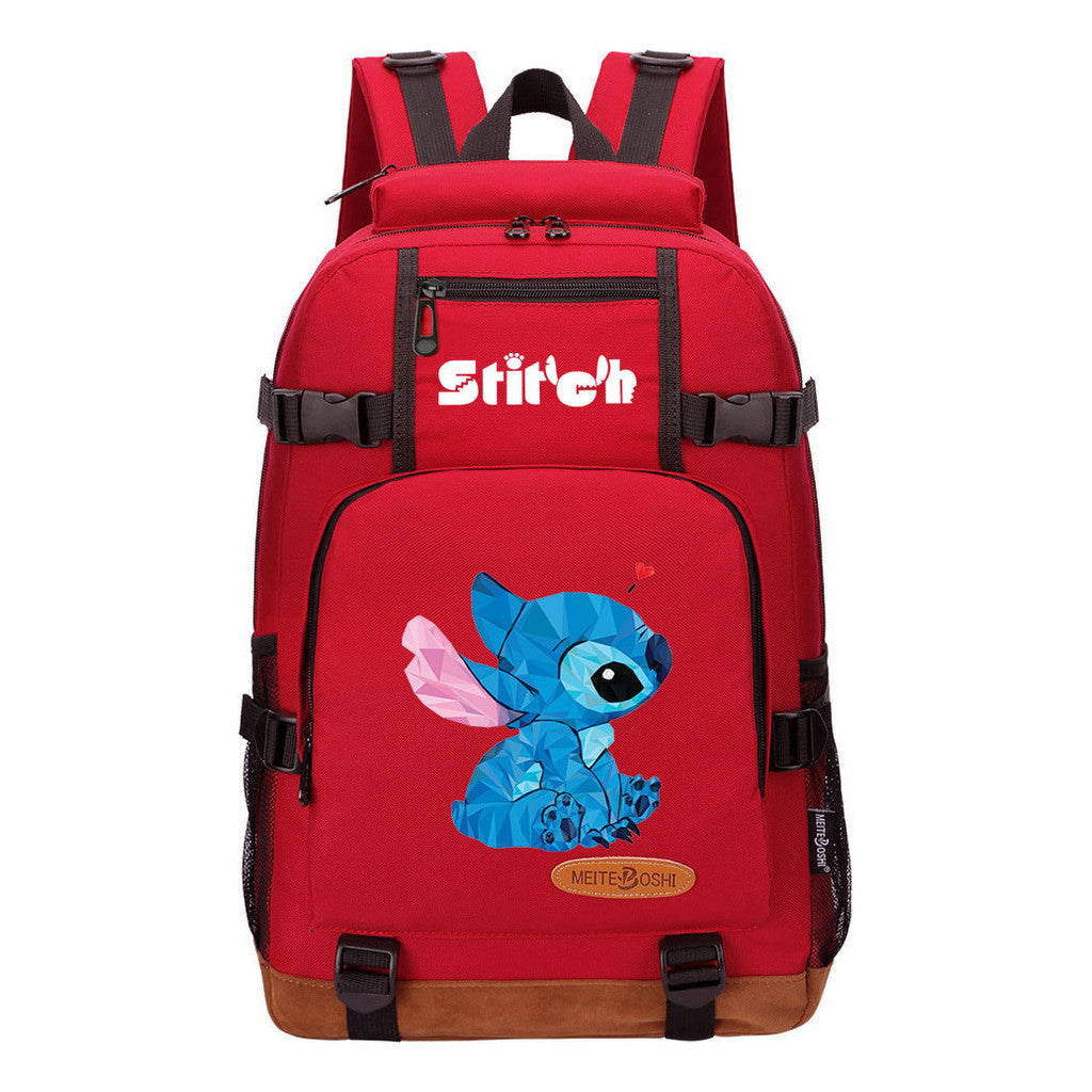 Anime Star Baby Stitch Printed Student Backpack Men And Women's Leisure Travel Backpack