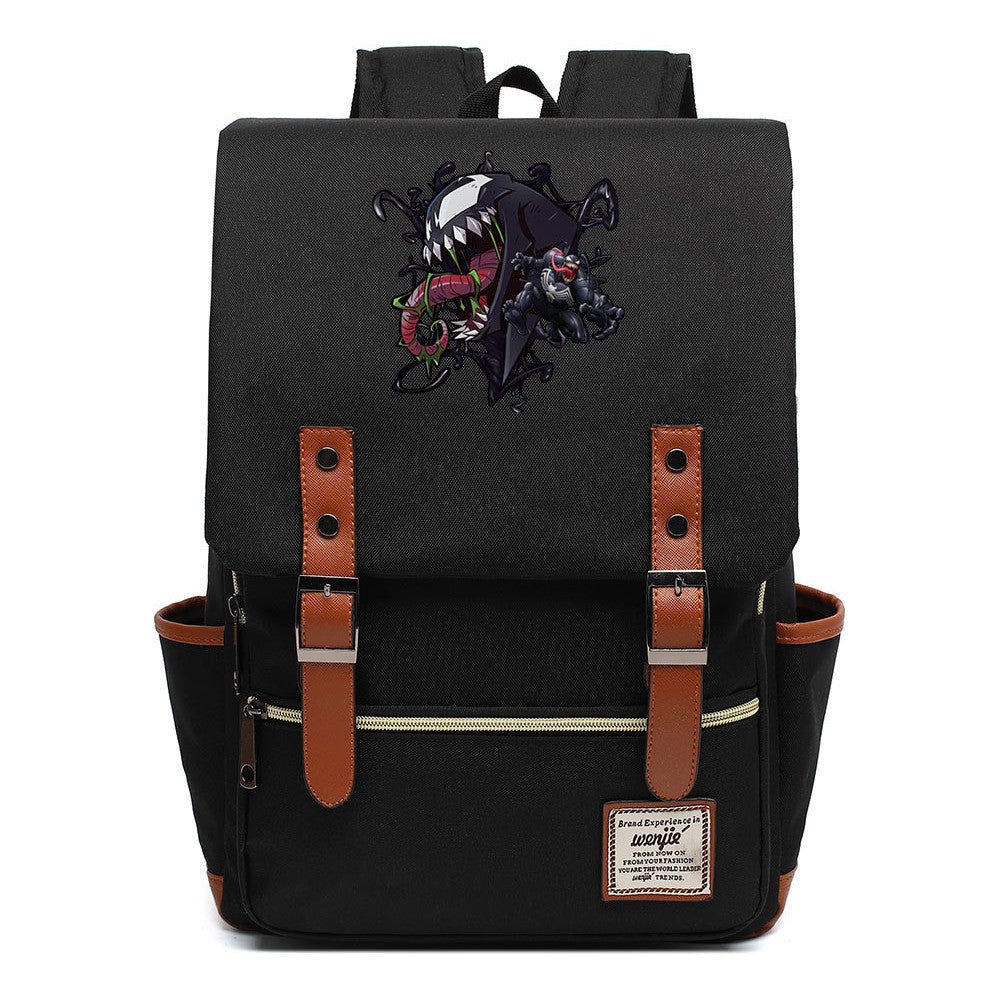 Printed Student Backpack With Casual Belt Buckle, Classic Backpack