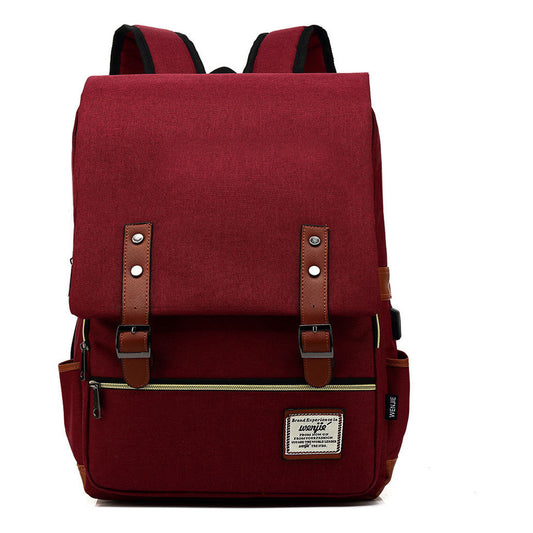 Usb Youth Student Backpack For Men And Women With Casual Belt Buckle Printed Backpack