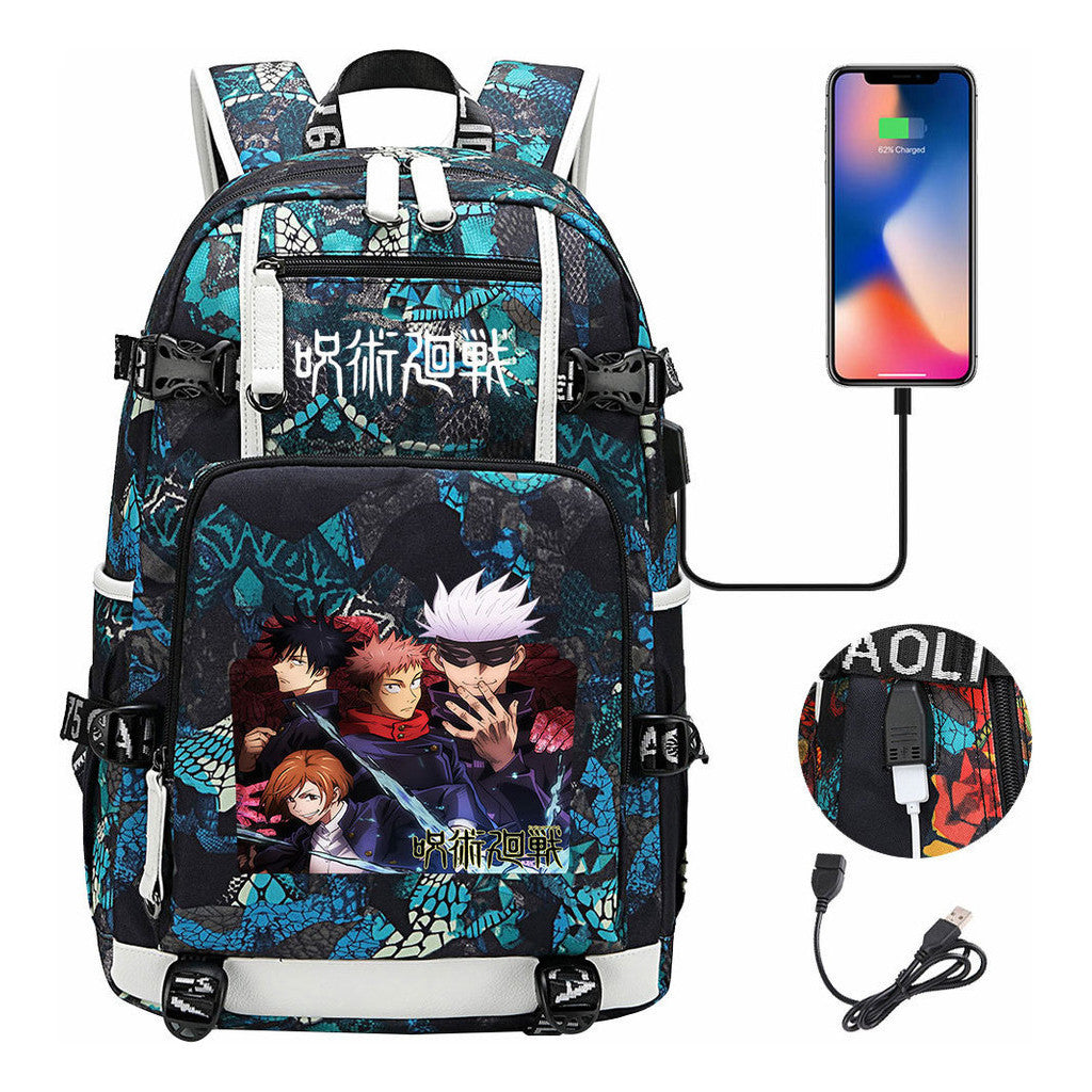 Printed Usb Youth Student Backpack For Men And Women's Leisure Large Capacity Travel Backpack