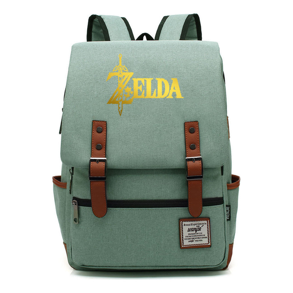 Golden Game Zelda Printed Youth Student Backpack For Men And Women, Casual Belt Buckle, Classic Backpack