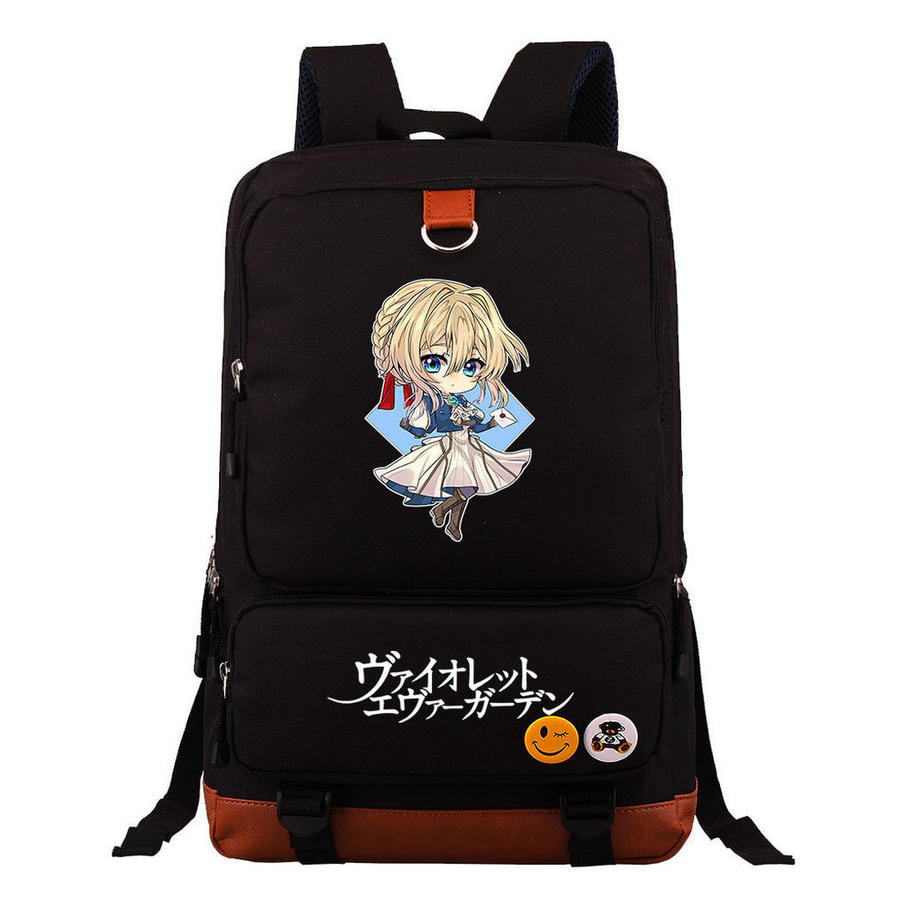 Violet Eternal Garden Printed Student School Bag Large Capacity Travel Bag Men's And Women's Backpack