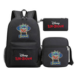 Starry Baby Stitch Printed Youth School Bag Three Piece Set For Men And Women Shoulder Set Backpack