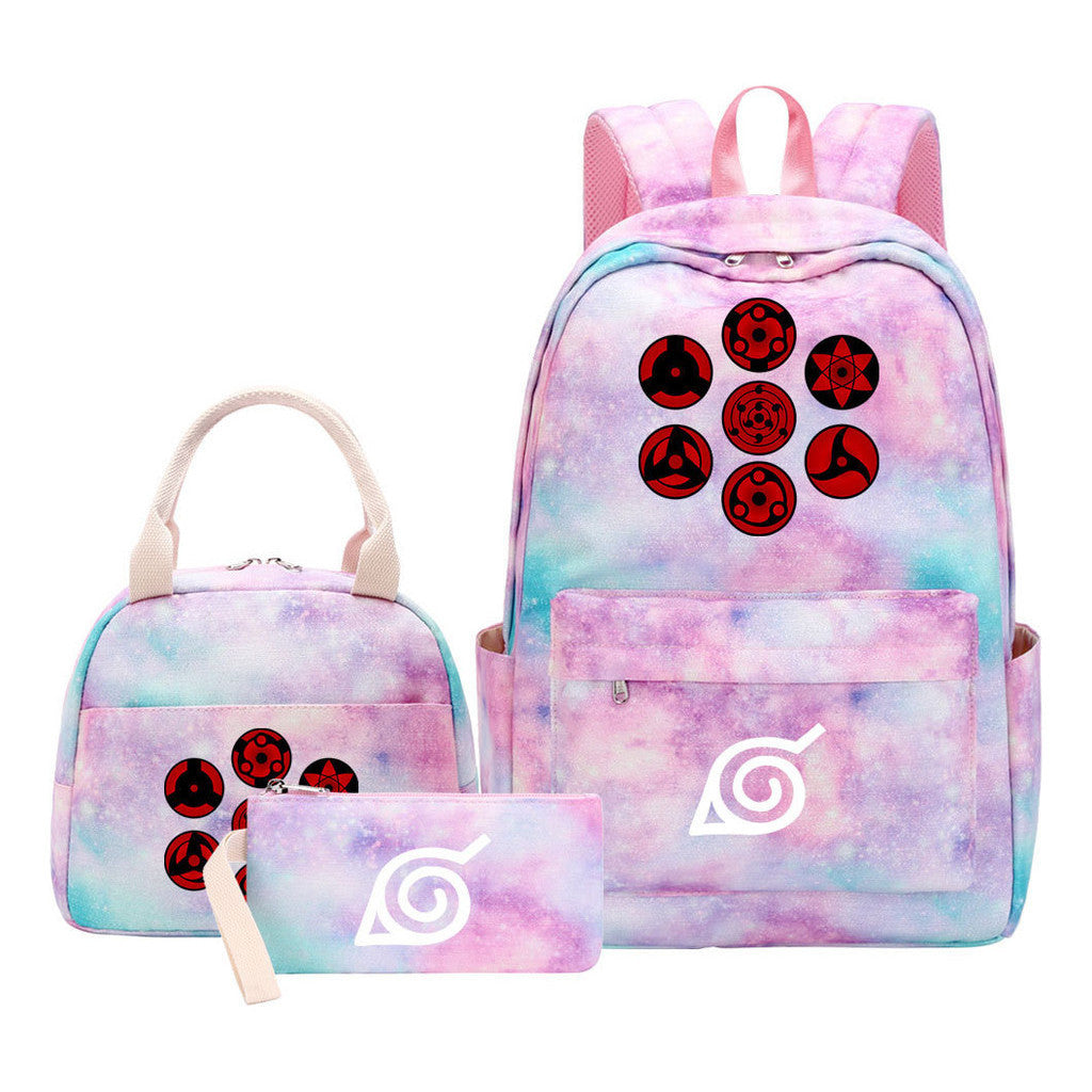 Naruto Student Girl Backpack Lunch Bag Three Piece Set Backpack Set