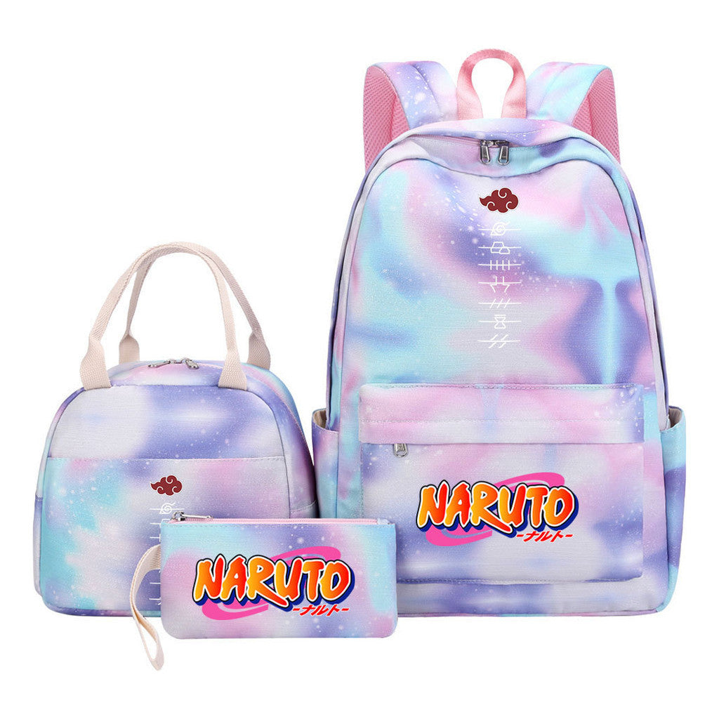 Naruto Teenage Student Girls School Bag Lunch Bag Three Piece Set Backpack Set