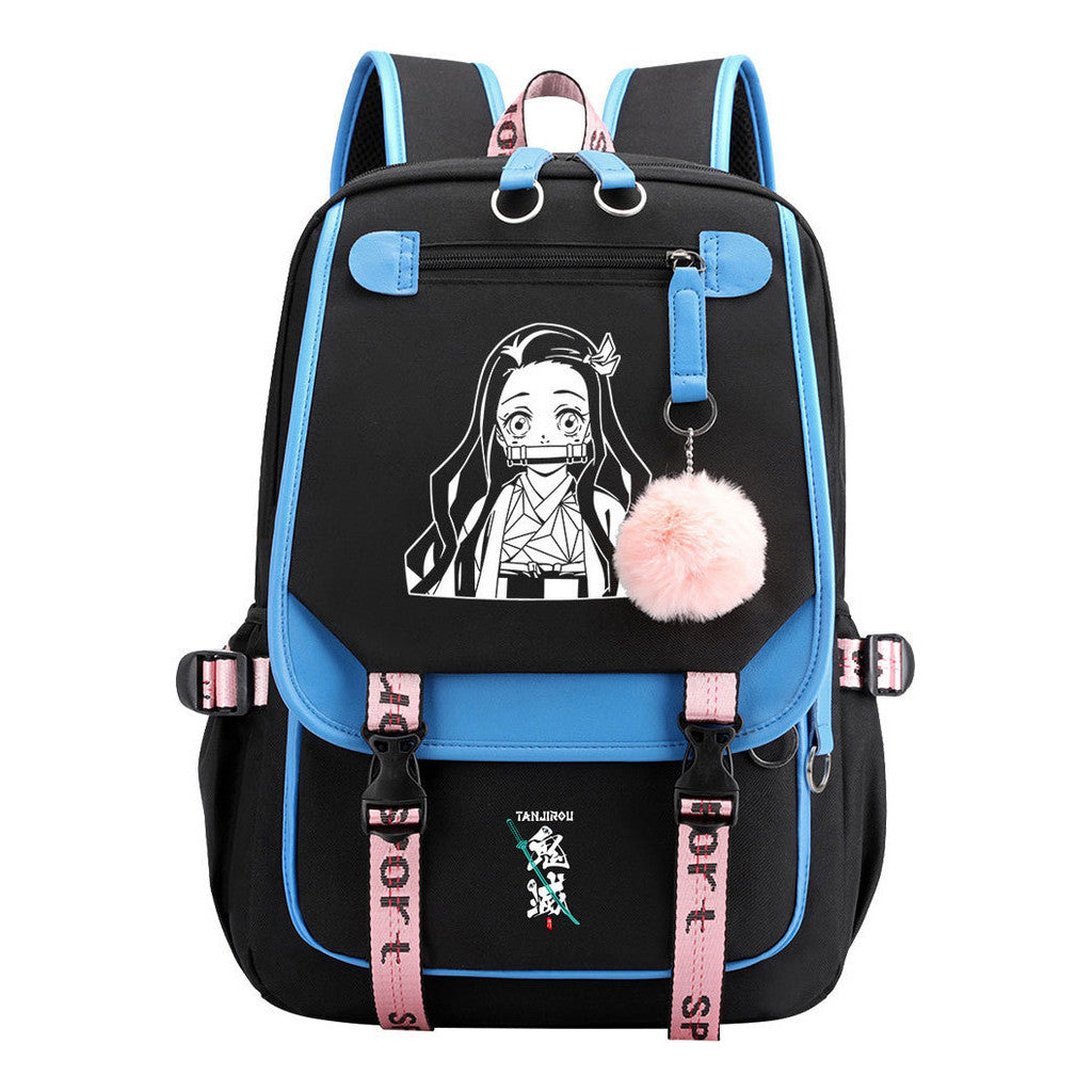 Cartoon Fashion Usb Youth Middle School Backpack For Boys And Girls Casual Woven Strap Flip Back Backpack