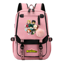 My Heroes Academy Usb Student Backpack For Boys And Girls, Casual Weaving Ribbon Flip Back Backpack
