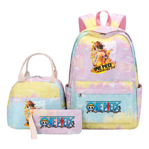 Cartoon Pirate King Youth Student Girls School Bag Lunch Bag Three Piece Set Backpack Set