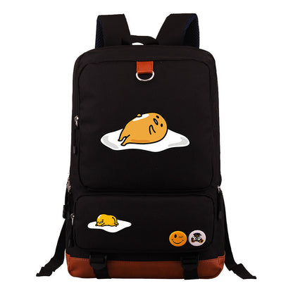Cartoon Anime Lazy Egg Youth Student Backpack With Large Capacity Travel Bag For Boys And Girls Backpack
