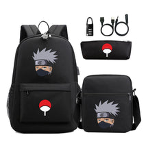 Naruto Usb Password Lock Youth Student Backpack Three Piece Set Backpack Set