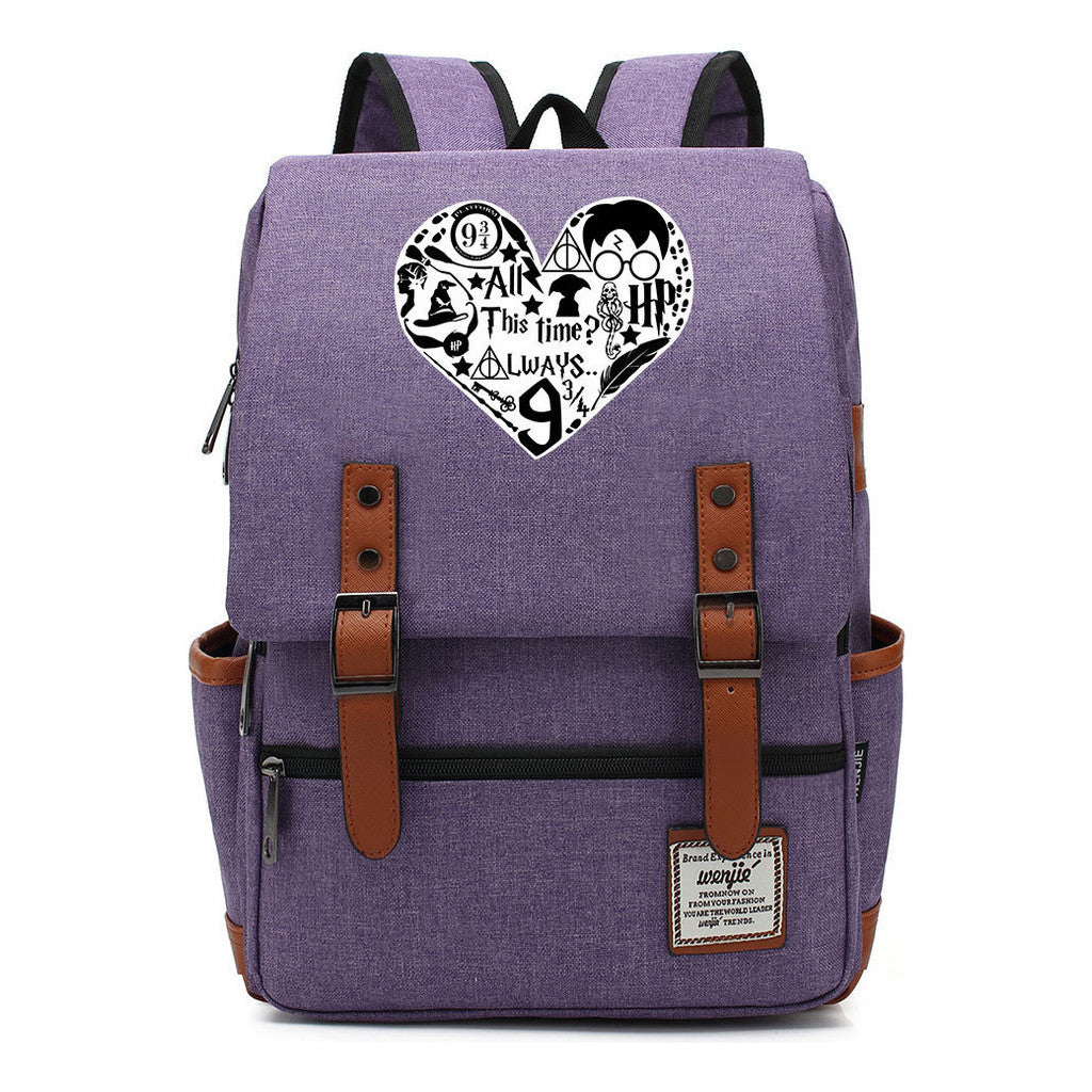 School Of Witchcraft And Wizardry Printed Youth Student School Bag Casual Belt Buckle Classic Backpack