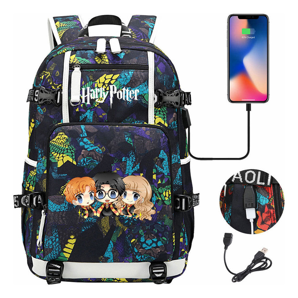 School Of Witchcraft And Wizardry Usb Earphones, Youth Student Backpacks, Leisure Travel Backpacks