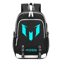Blue Luminous Sports Football Star Teenagers Schoolbag Usb Leisure Backpack Men And Women