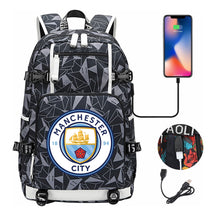 Sports Football Star Usb Printed Youth Student Backpack Leisure Travel Backpack