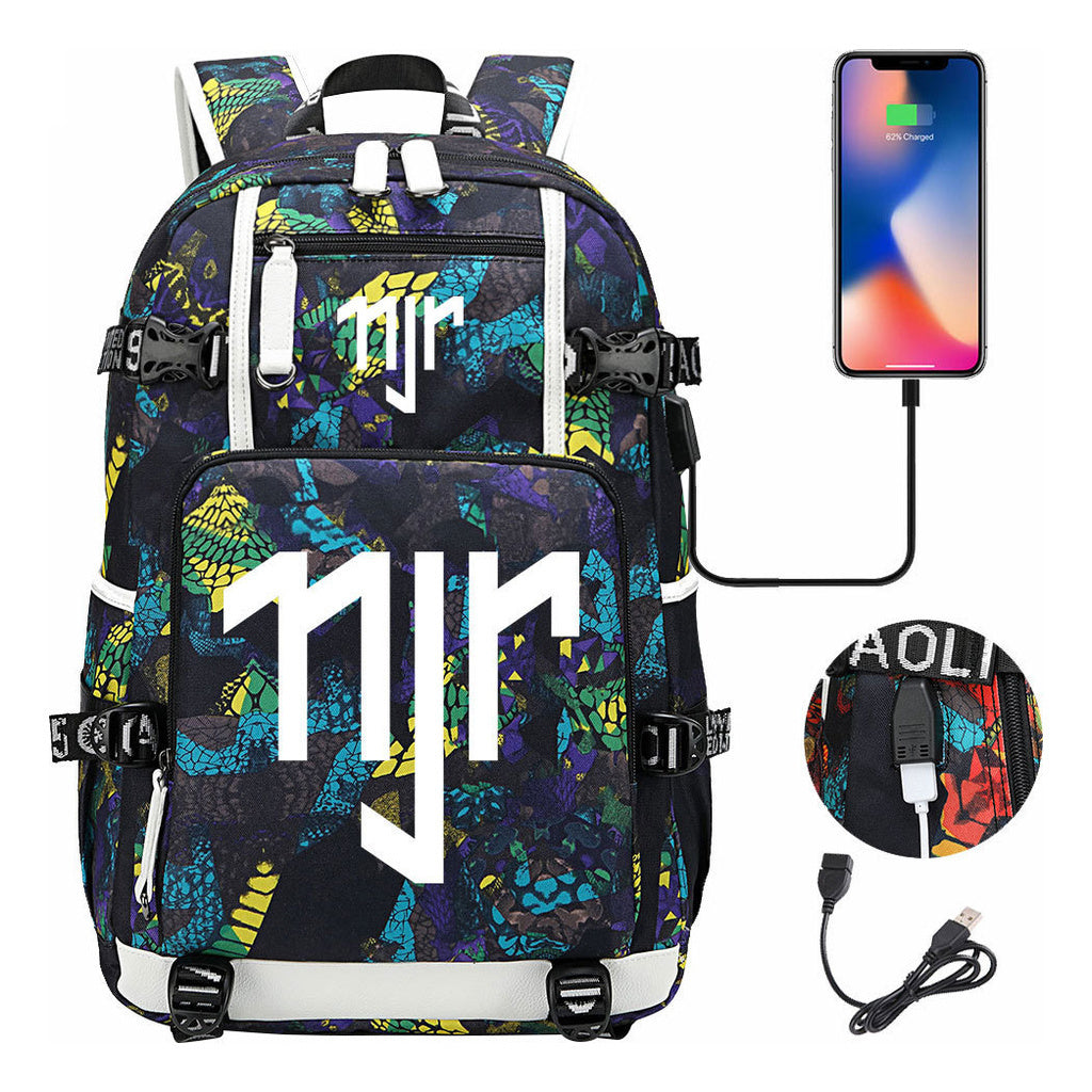 Football Star Neymar Printed Youth Student Backpack With Large Capacity