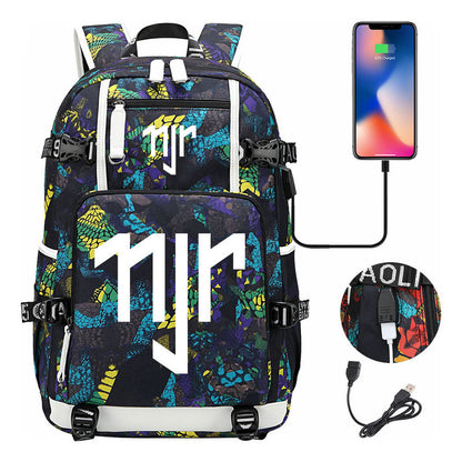 Football Star Neymar Printed Youth Student Backpack With Large Capacity