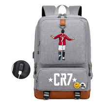 Football Star Cristiano Ronaldo Printed Usb Youth Primary And Secondary School Backpack For Boys And Girls Leisure Travel Backpack