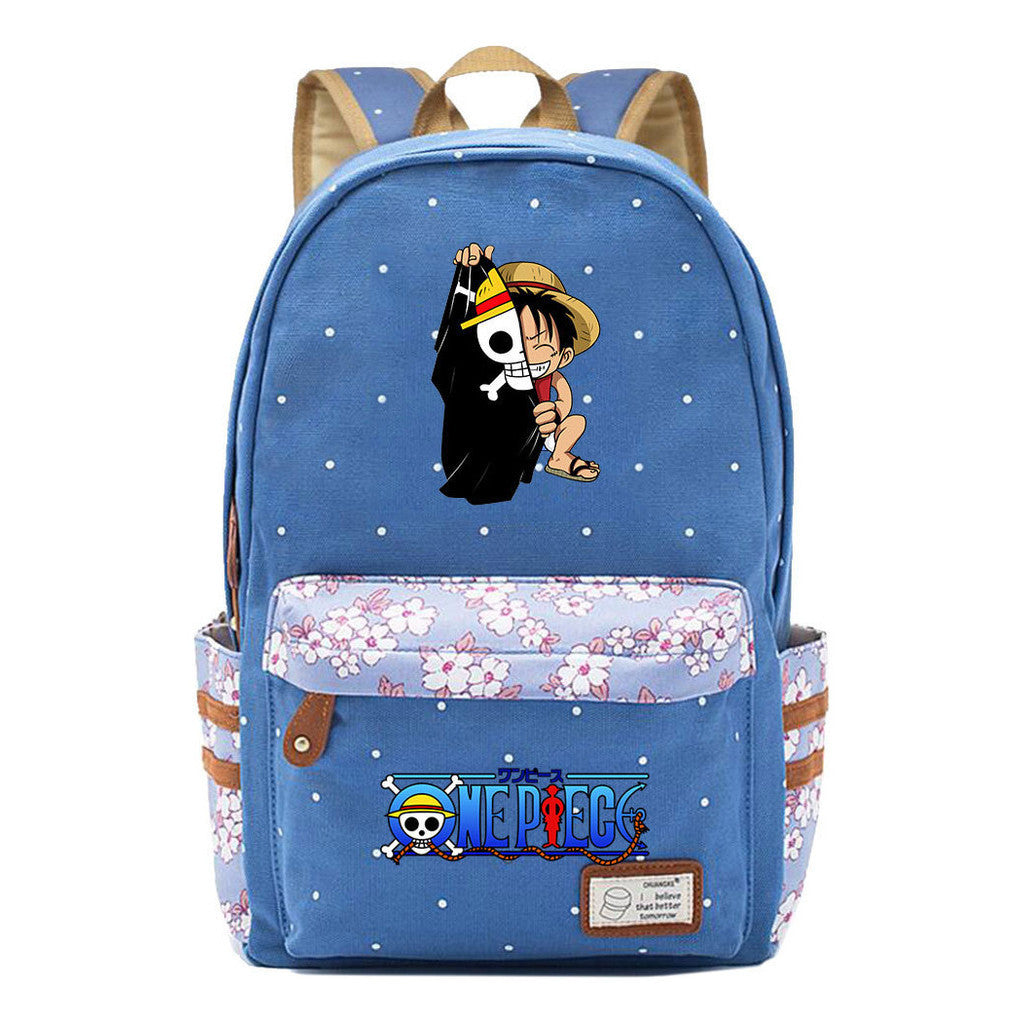 Anime Pirate Wang Lufei Printed Book Bag Fragmented Flower Leisure Backpack
